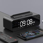 Altavoz Bluetooth inalámbrico Oneder V06 Smart Sound Box, reloj despertador con pantalla LED, compatible con manos libres, FM, tarjeta TF, AUX y unidad USB